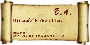 Bircsák Achilles névjegykártya